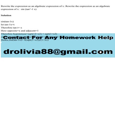 Rewrite the expression as an algebraic expression of x Rewrite the .pdf