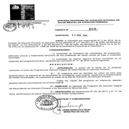 Rex 409 13 feb  2014 aprueba programa de atención integral de salud mental en...