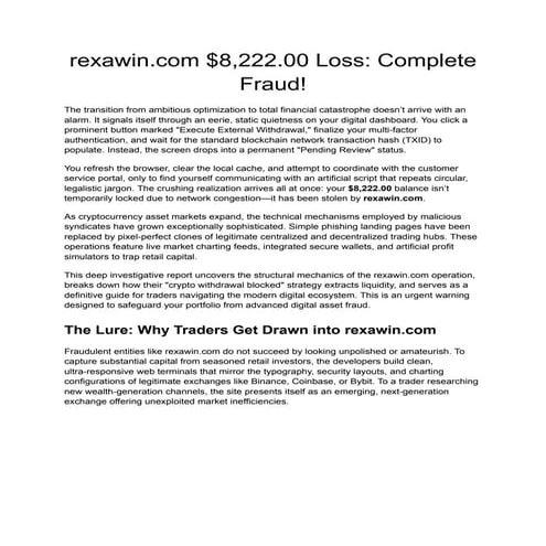 Unmasking rexawin.com: A Deep Dive into Sophisticated Crypto Fraud and ...
