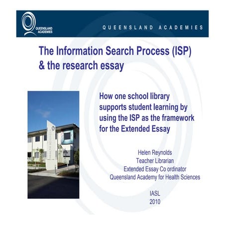 The Information Search Process (ISP) and the research essay