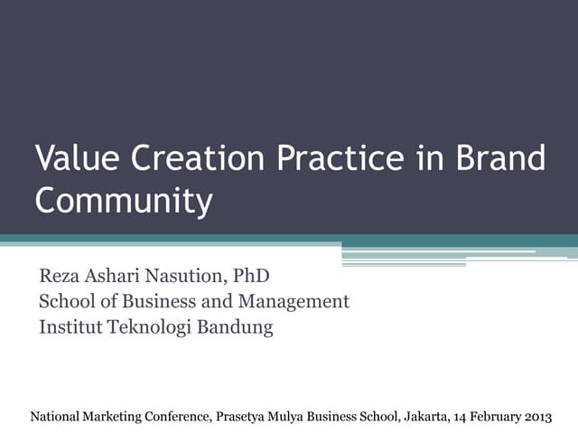 Value Creation Practice in Brand Co...