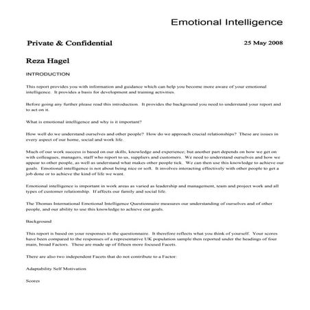 Reza hagel  Emotional Intelligent EQ 99% (0.02% of Population)