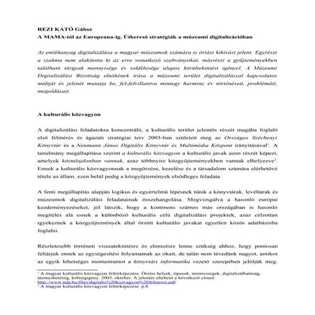 A MAMA-tól az Europeana-ig. Útkereső stratégiák a múzeumi digitalizációban