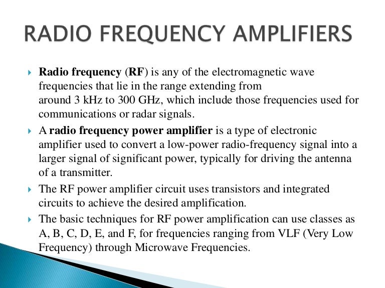 Radio Frequency and Intermediate Frequency Amplifiers