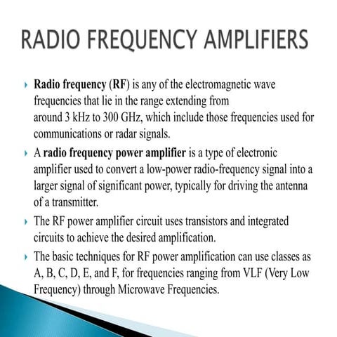 Radio Frequency and Intermediate Frequency Amplifiers