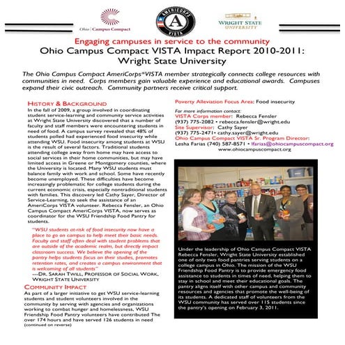 2011 Wright State University Ohio Campus Compact VISTA Report