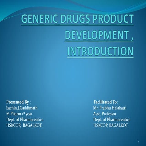 Generic drugs product development
