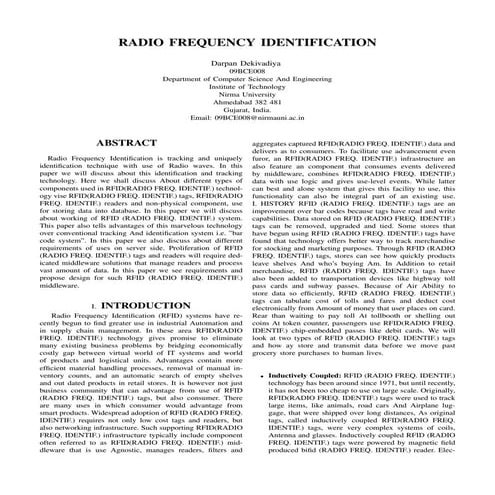 Radio Frequency Identification