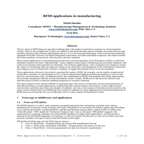 Rfid applications in manufacturing