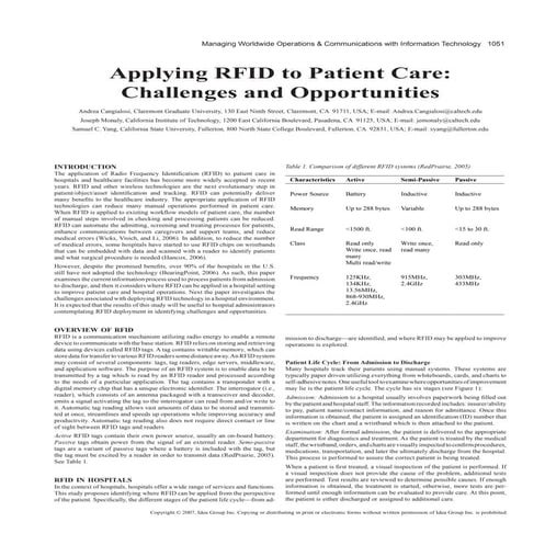 RFID wristbands Patient identification & tracking | PDF
