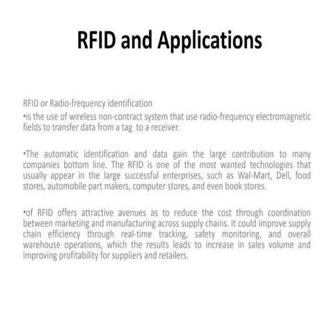 RFID and its Applications