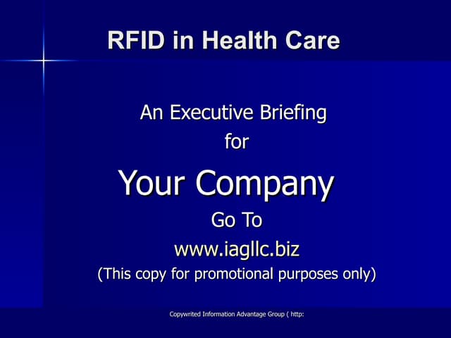 RFID In Health Care In 2005 by Jim Bloedau