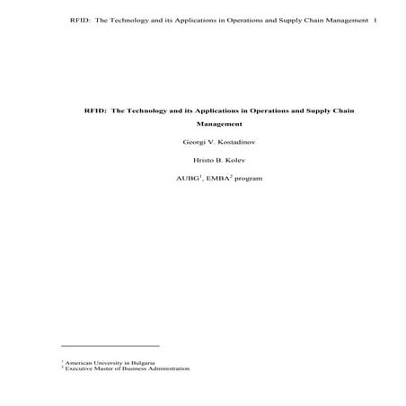 RFID, a great potential for Operations and SCM