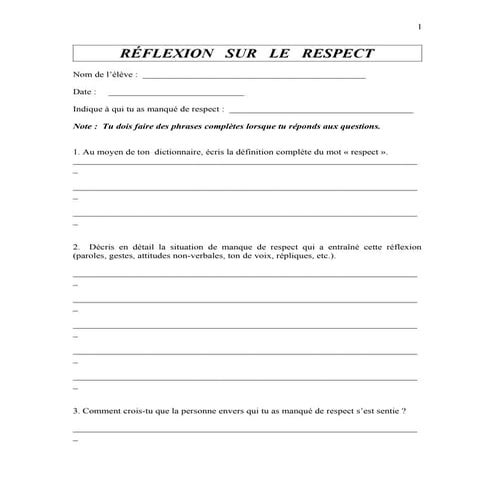 RéFlexion Sur Le Respect | DOC