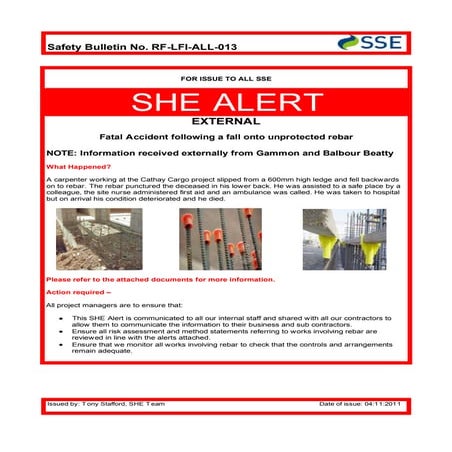 Fatal Accident Nprotected Rebar External | PDF