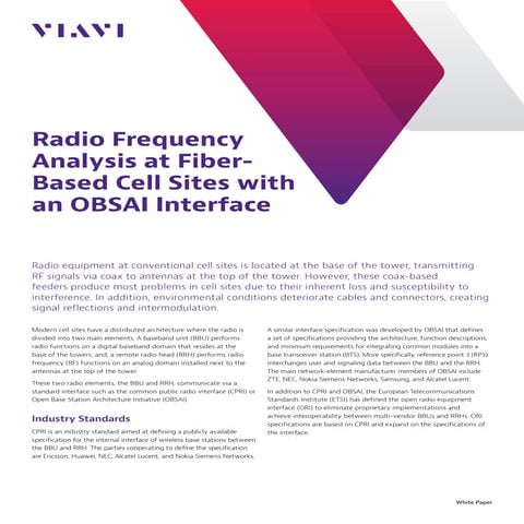 RF Analysis at Fiber-based Cell Sites with OBSAI | PDF