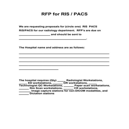 RIS/PACS RFP Template