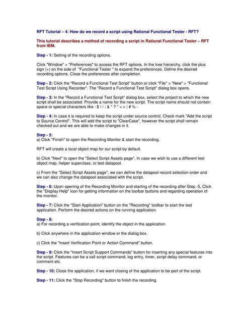RFT Tutorial 4 How Do We Record A Script Using Rational Functional Tester - RFT