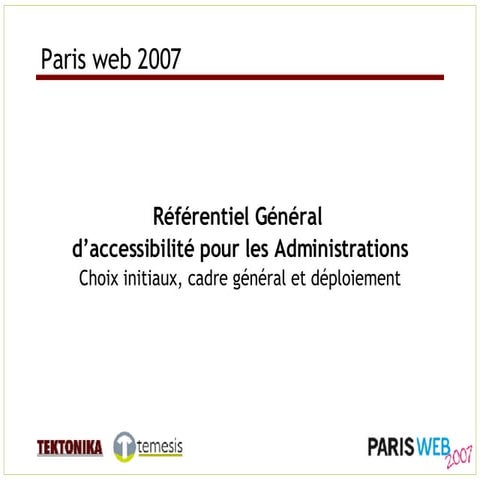 RGAA choix initiaux et cadre general deploiement