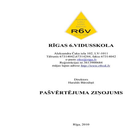 Pašvērtējuma ziņojums.