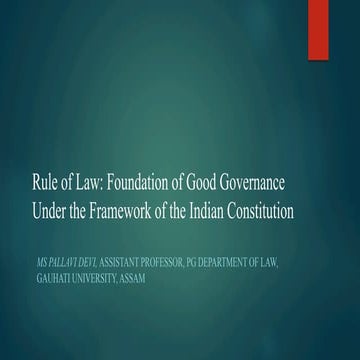 Rule of Law, Good Governance, Constitution of India | PDF