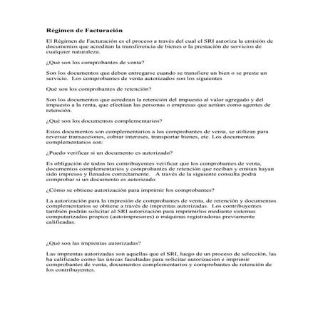 RéGimen De FacturacióN