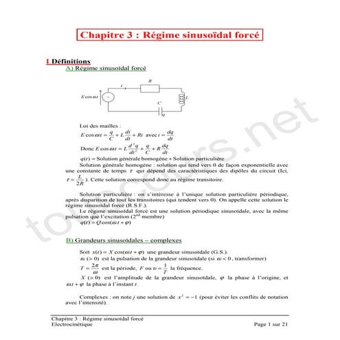 Régime sinusoïdal forcé