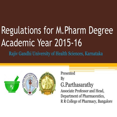 Rguhs regulations and syllabus for m.pharm pharmaceutics