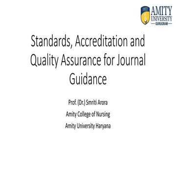 Quality Assurance for Journal Guidance