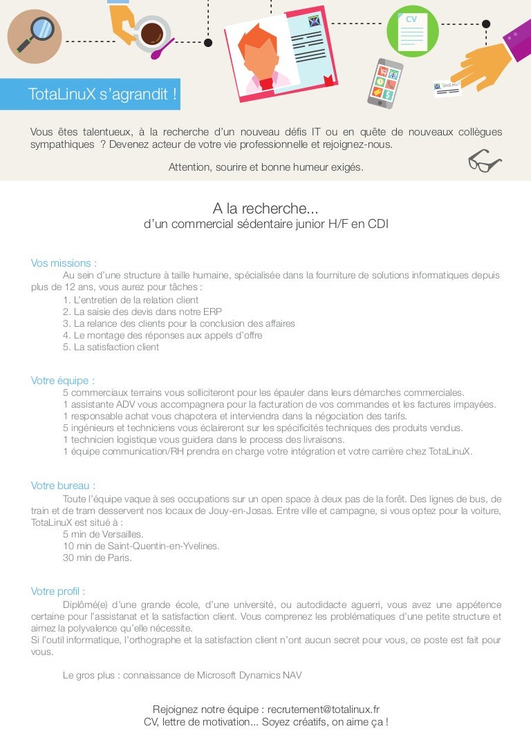 Lettre De Motivation Poste Commercial Sedentaire