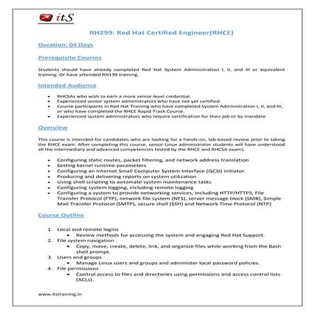 Red Hat Enterprise Linux Administration 9.0 RH124 pdf | PDF