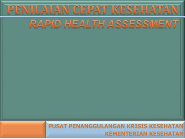 Rapid Health Assesment In Disaster