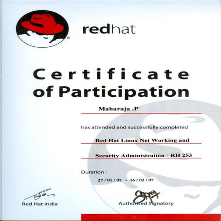 Certificate of Participation on Rhel4
