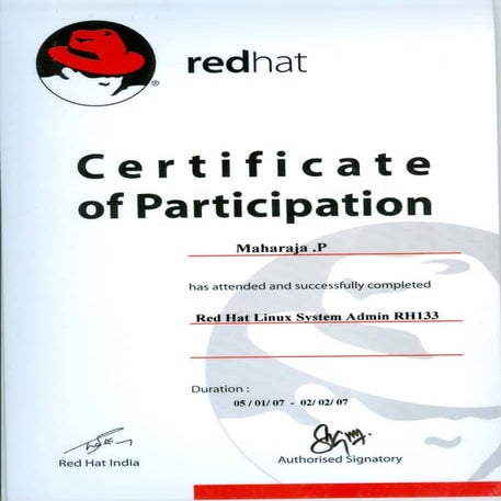 Certificate of Participation on Rhel4