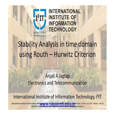 Stability Analysis in Time Domain using Routh - Hurwitz Criterion