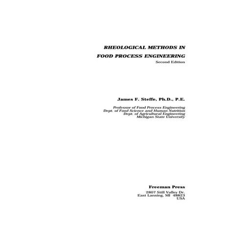 Rheological method in food process enginnering