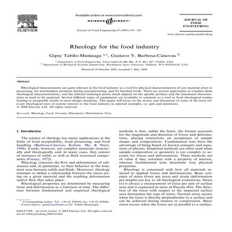 Rheological properties of food Materials | PDF