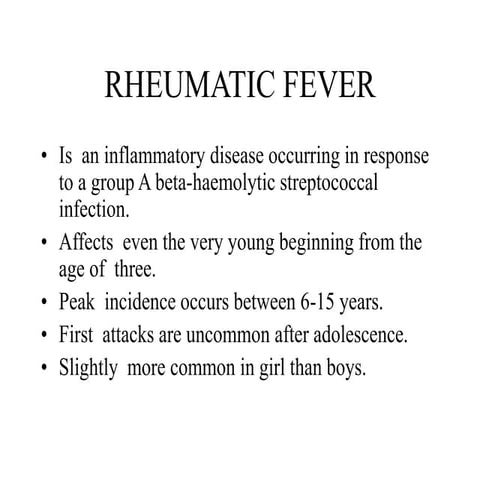 RHEUMATIC FEVER and RHD 2 FOR MLS.ppt rule | PPT
