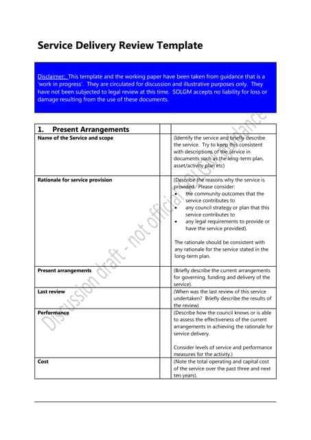 Service Delivery Review Template