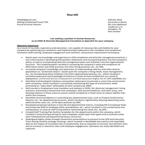 R hill tx hr eeo specialist portofilio resume 9.24.12