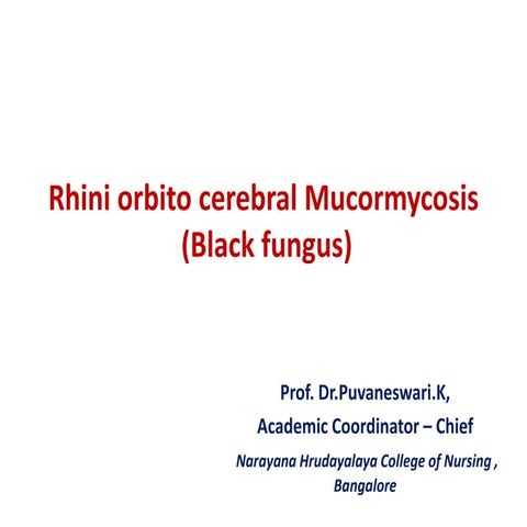 Rhini orbito cerebral mucormycosis