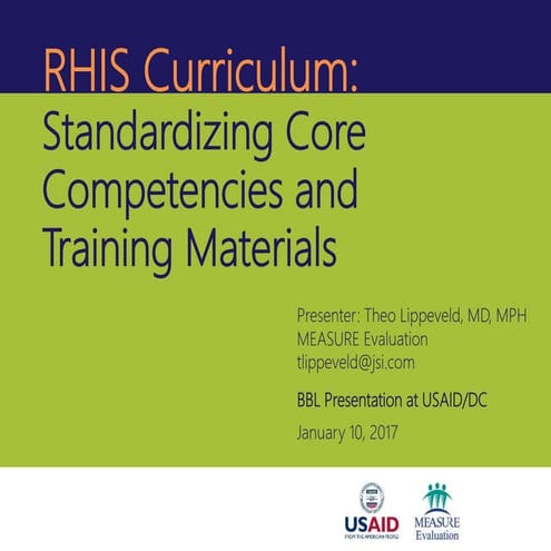 RHIS Curriculum: Standardizing Core Competencies and Training Materials