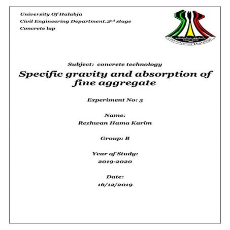 Specific gravity and absorption of fine aggregate
