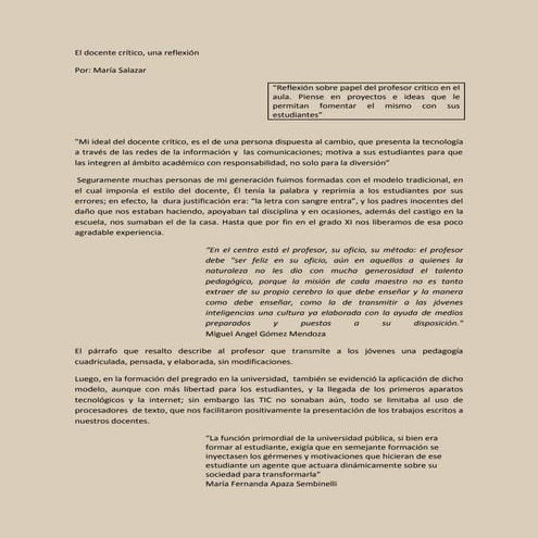 El docente crítico de hoy. Para reflexionar.