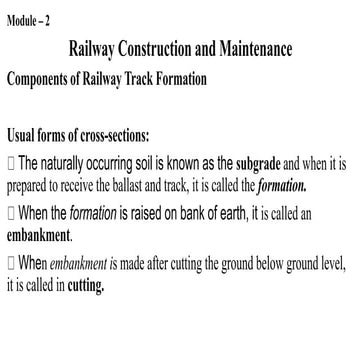 Earthwork & track formation Railway Engineering | PPTX