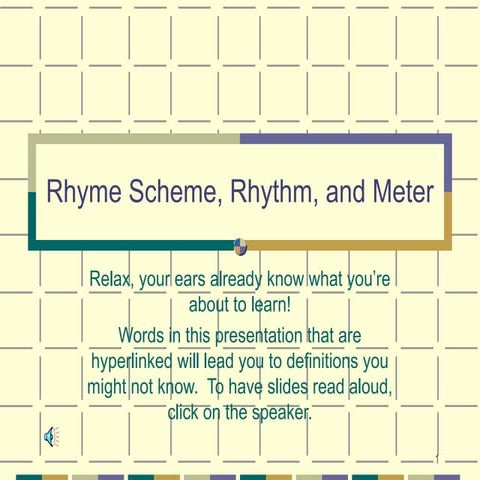 Rhyme scheme, rhythm, and meter final