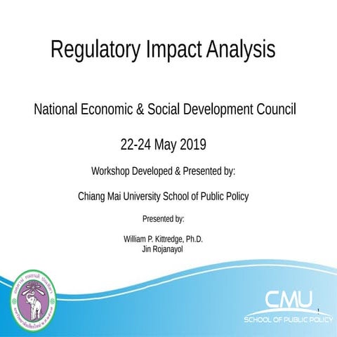Regulatory Impact Analysis Workshop Day 1