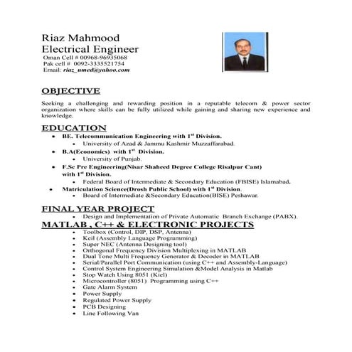 Electrical Engineer CV | PDF