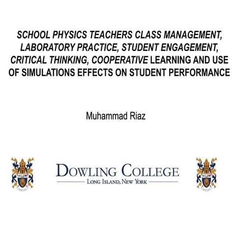SCHOOL PHYSICS TEACHERS CLASS MANAGEMENT, LABORATORY PRACTICE, STUDENT ENGAGE...