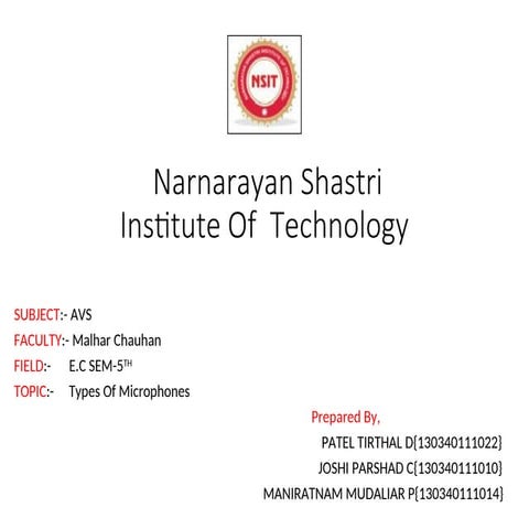 Ribbon Microphone SeminaR Report by Final Years